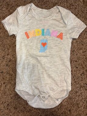 Home Free Indiana Baby Bodysuit Onsie with Colorful Lettering 3-6 Months